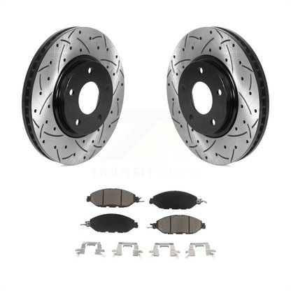 [Avant] Kit de disque (percé rainuré revêtu) et plaquette (céramique) de frein pour 2016 Nissan Pathfinder From 11 15 KDC-100141 par Transit Auto