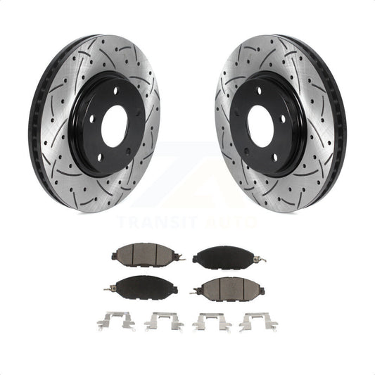 [Avant] Kit de disque (percé rainuré revêtu) et plaquette (céramique) de frein pour 2016 Nissan Pathfinder From 11 15 KDC-100141 par Transit Auto