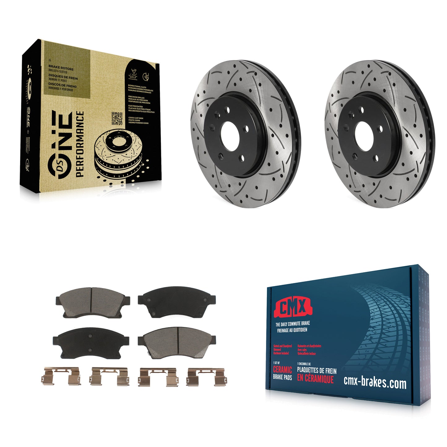 [Avant] Kit de disque (percé rainuré revêtu) et plaquette (céramique) de frein pour Chevrolet Buick Encore Trax Sonic KDC-100142
