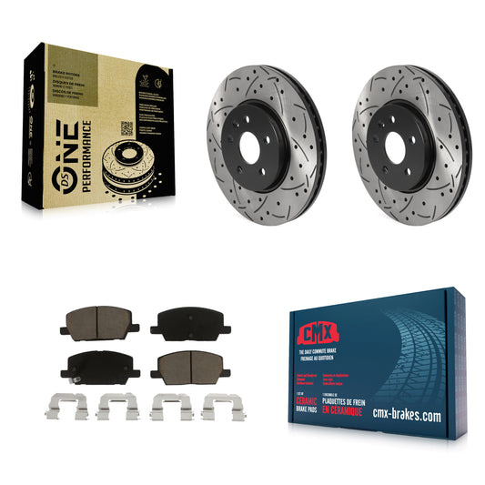 [Avant] Kit de disque (percé rainuré revêtu) et plaquette (céramique) de frein pour Chevrolet Trax Buick Encore KDC-100143
