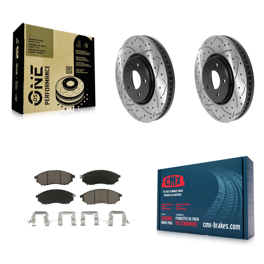 [Avant] Kit de disque (percé rainuré revêtu) et plaquette (céramique) de frein pour INFINITI FX35 FX37 QX70 FX45 KDC-100145