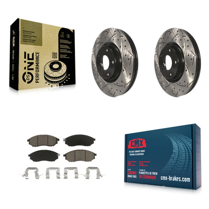 [Avant] Kit de disque (percé rainuré revêtu) et plaquette (céramique) de frein pour INFINITI Nissan G37 Murano G35 M35 370Z 350Z EX35 M37 QX70 G25 Q70 Q70L M45 Q40 QX50 M56 EX37 M35h KDC-100146