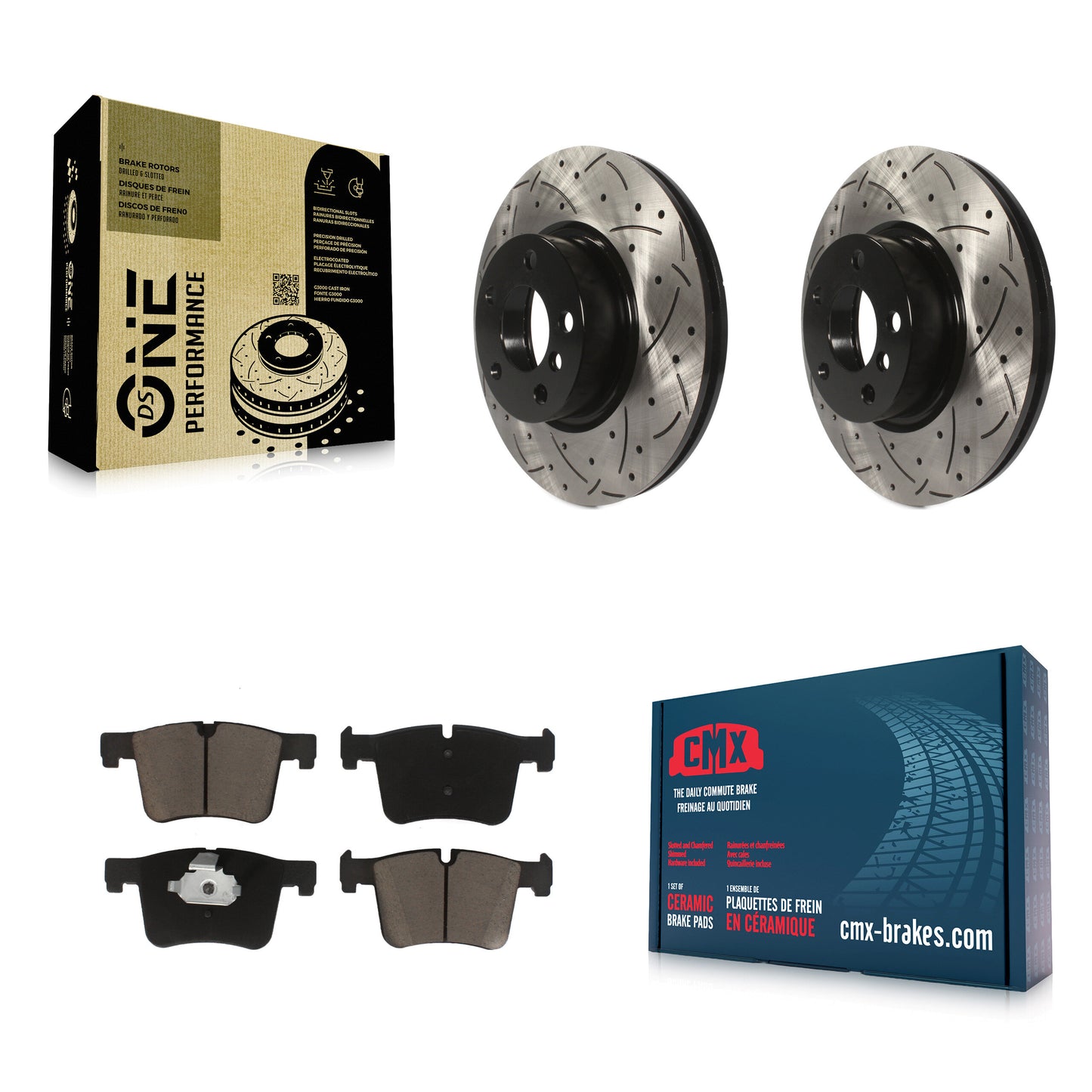 [Avant] Kit de disque (percé rainuré revêtu) et plaquette (céramique) de frein pour BMW X3 X4 KDC-100147