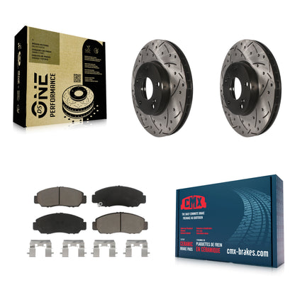 [Avant] Kit de disque (percé rainuré revêtu) et plaquette (céramique) de frein pour Honda Accord Civic Acura CSX KDC-100148