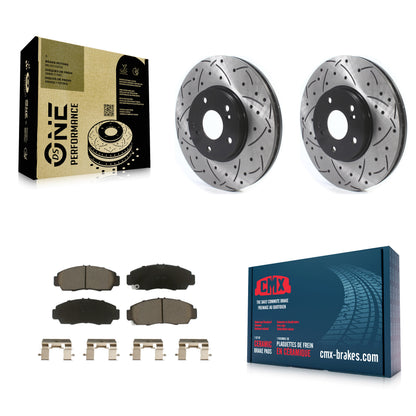 [Avant] Kit de disque (percé rainuré revêtu) et plaquette (céramique) de frein pour Honda Accord Acura TL TSX CL KDC-100150