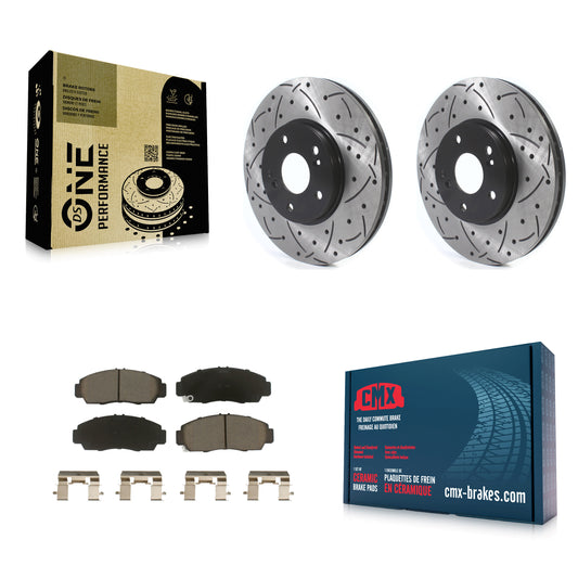 [Avant] Kit de disque (percé rainuré revêtu) et plaquette (céramique) de frein pour Honda Accord Acura TL TSX CL KDC-100150