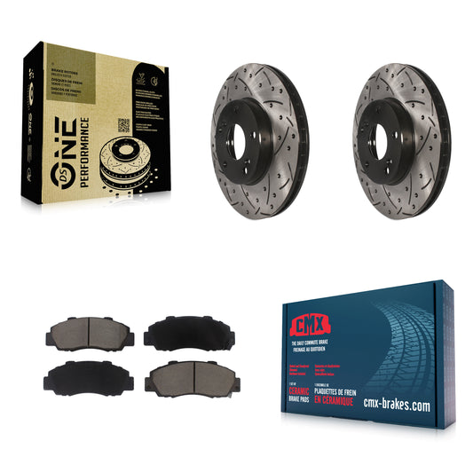 [Avant] Kit de disque (percé rainuré revêtu) et plaquette (céramique) de frein pour 1998-2002 Honda Accord 3.0L KDC-100151