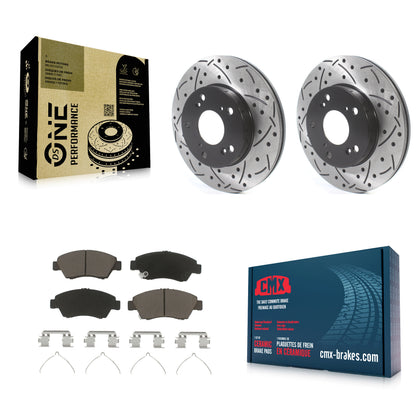 [Avant] Kit de disque (percé rainuré revêtu) et plaquette (céramique) de frein pour Honda Civic Acura RSX CR-Z KDC-100153