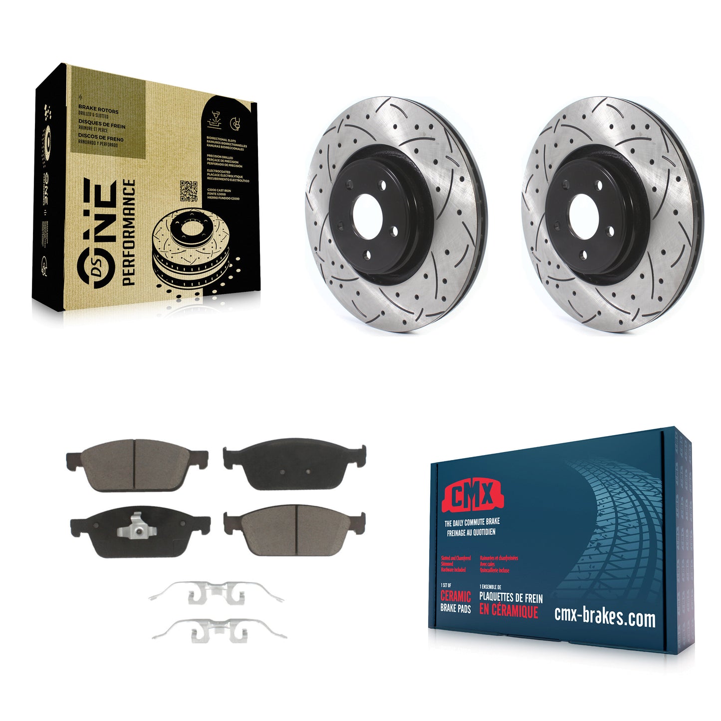[Avant] Kit de disque (percé rainuré revêtu) et plaquette (céramique) de frein pour Ford Focus Lincoln MKC KDC-100158