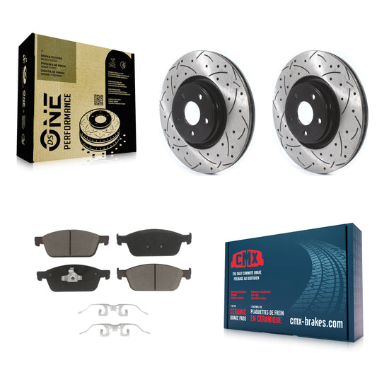 [Avant] Kit de disque (percé rainuré revêtu) et plaquette (céramique) de frein pour Ford Focus Lincoln MKC KDC-100158