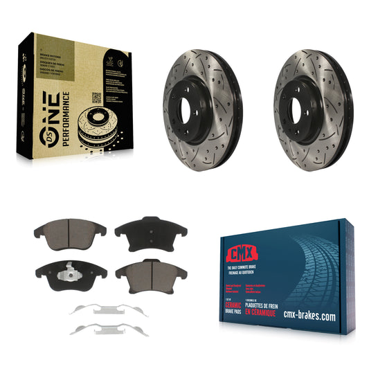 [Avant] Kit de disque (percé rainuré revêtu) et plaquette (céramique) de frein pour Ford Fusion Lincoln MKZ KDC-100162