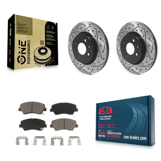 [Avant] Kit de disque (percé rainuré revêtu) et plaquette (céramique) de frein pour Kia Rio KDC-100166