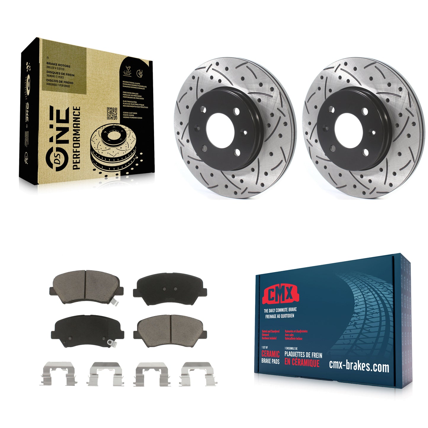 [Avant] Kit de disque (percé rainuré revêtu) et plaquette (céramique) de frein pour Hyundai Accent Kia Rio KDC-100167