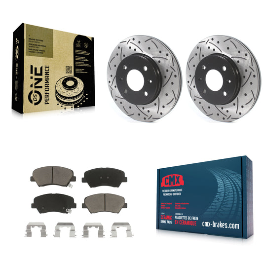 [Avant] Kit de disque (percé rainuré revêtu) et plaquette (céramique) de frein pour Hyundai Accent Kia Rio KDC-100167