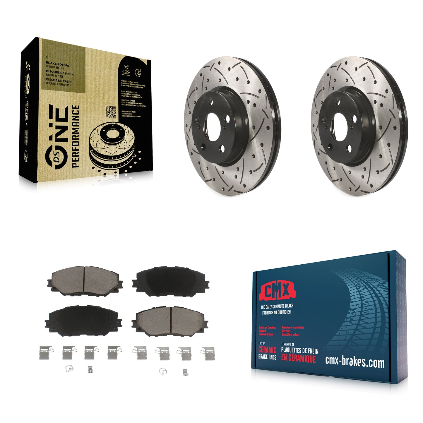 [Avant] Kit de disque (percé rainuré revêtu) et plaquette (céramique) de frein pour Toyota Corolla Scion xD Matrix Pontiac Vibe KDC-100168