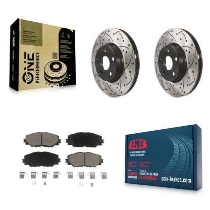 [Avant] Kit de disque (percé rainuré revêtu) et plaquette (céramique) de frein pour Toyota Corolla Scion xD Matrix Pontiac Vibe KDC-100168