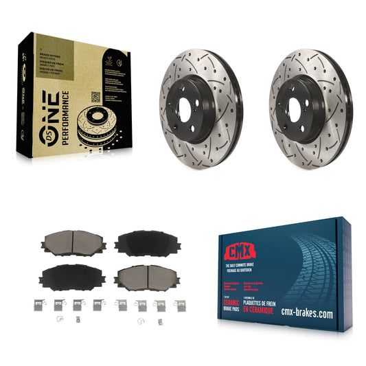 [Avant] Kit de disque (percé rainuré revêtu) et plaquette (céramique) de frein pour Toyota Corolla Scion xD Matrix Pontiac Vibe KDC-100168