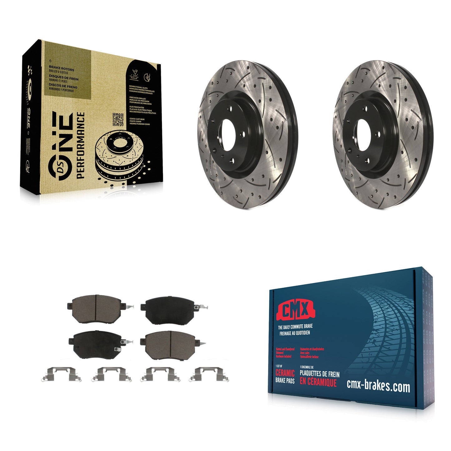 [Avant] Kit de disque (percé rainuré revêtu) et plaquette (céramique) de frein pour Nissan Murano Altima Maxima KDC-100169