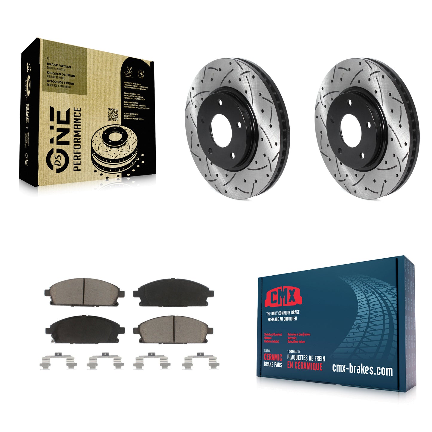 [Avant] Kit de disque (percé rainuré revêtu) et plaquette (céramique) de frein pour 2004-2009 Nissan Quest KDC-100172
