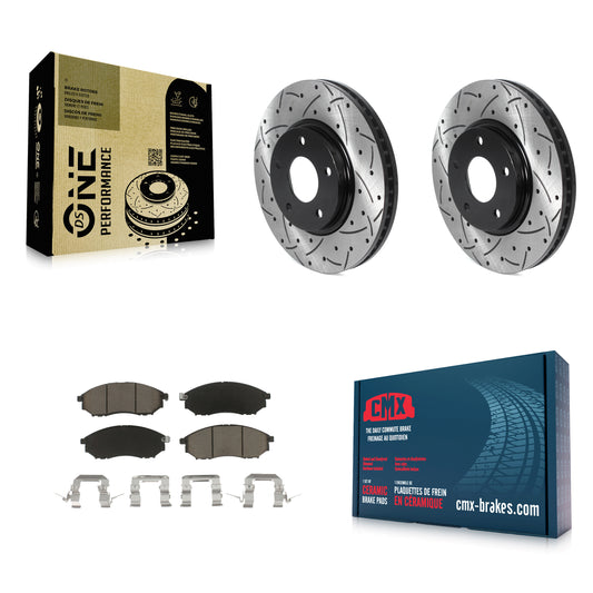[Avant] Kit de disque (percé rainuré revêtu) et plaquette (céramique) de frein pour INFINITI Q45 M45 KDC-100174