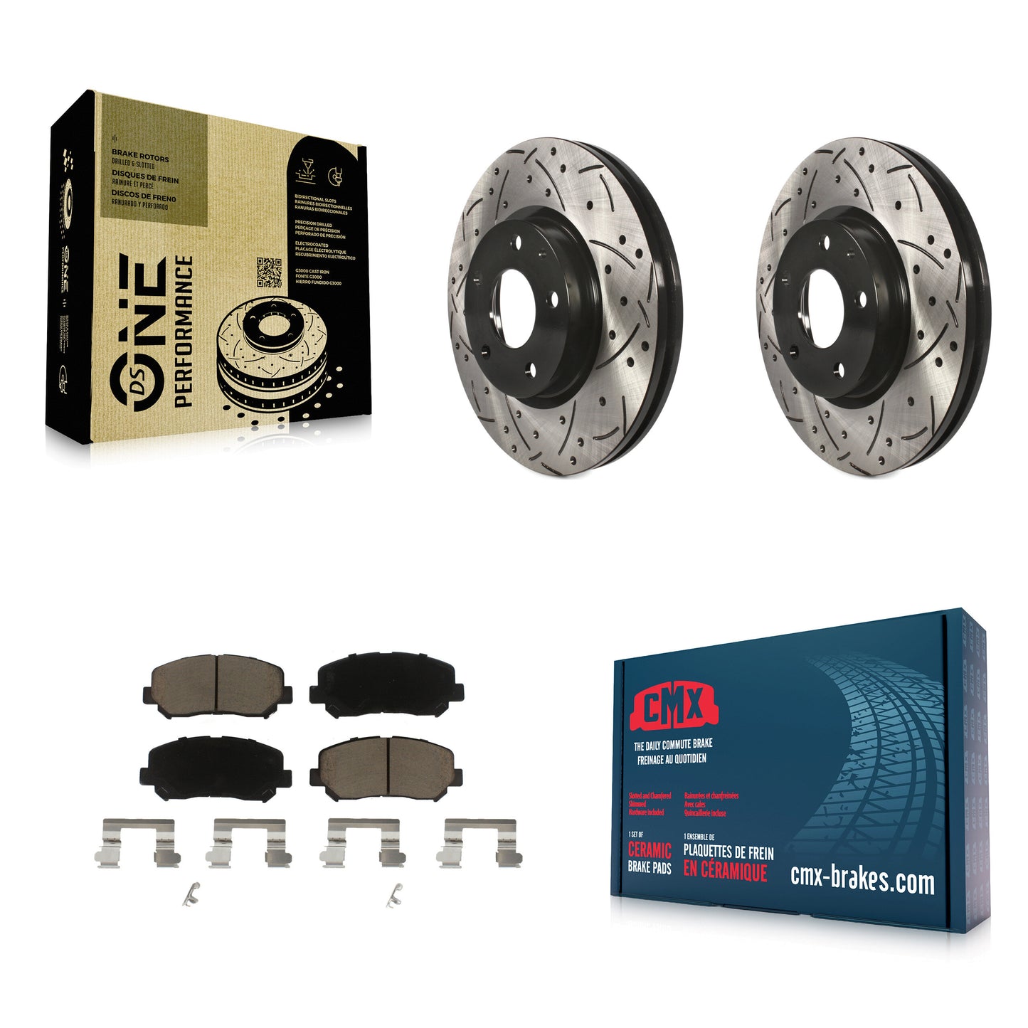 [Avant] Kit de disque (percé rainuré revêtu) et plaquette (céramique) de frein pour 2013-2015 Mazda CX-5 KDC-100176