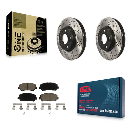 [Avant] Kit de disque (percé rainuré revêtu) et plaquette (céramique) de frein pour 2013-2015 Mazda CX-5 KDC-100176