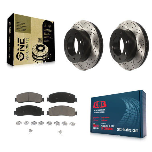 [Avant] Kit de disque (percé rainuré revêtu) et plaquette (céramique) de frein pour Ford F-250 Super Duty F-350 avec Single Rear Wheels 4WD KDC-100180