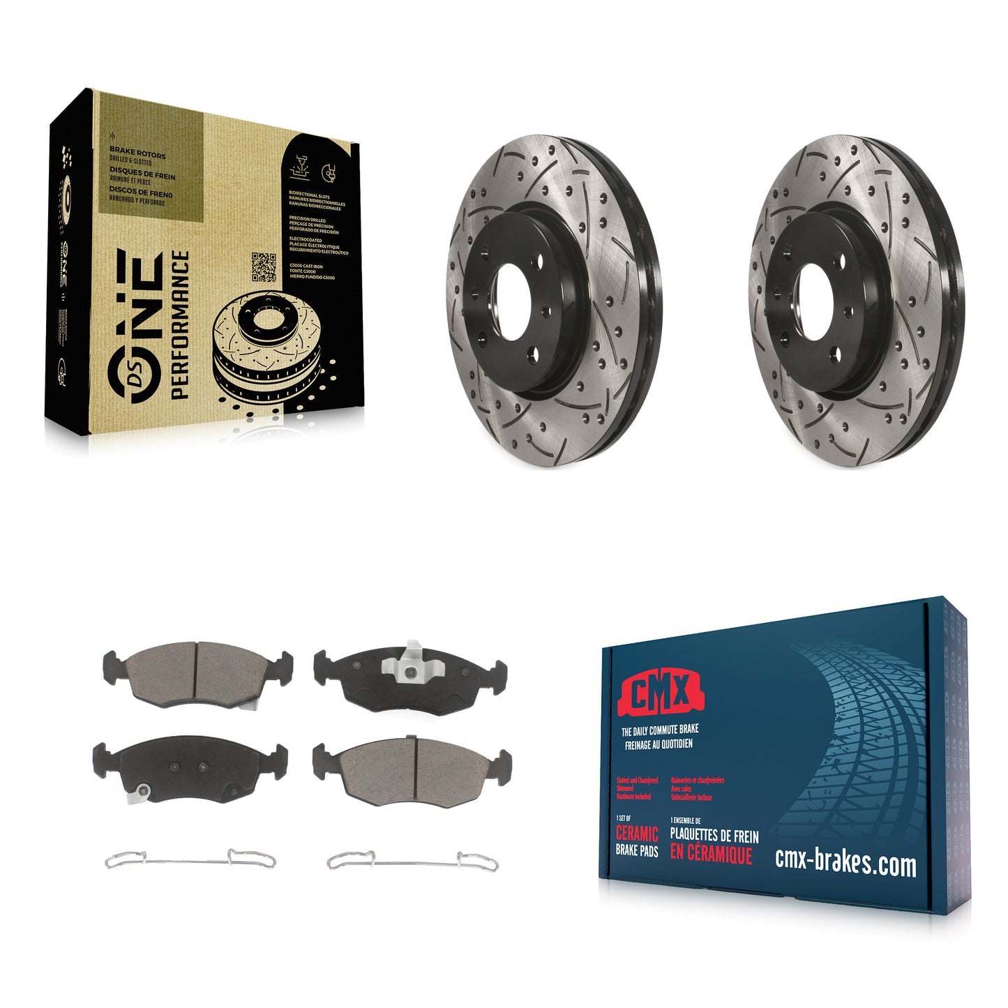 [Avant] Kit de disque (percé rainuré revêtu) et plaquette (céramique) de frein pour Fiat 500 KDC-100182