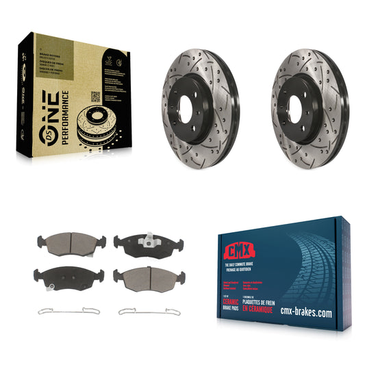 [Avant] Kit de disque (percé rainuré revêtu) et plaquette (céramique) de frein pour Fiat 500 KDC-100182