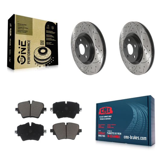 [Avant] Kit de disque (percé rainuré revêtu) et plaquette (céramique) de frein pour BMW X1 Mini Cooper Countryman X2 228i xDrive Gran Coupe KDC-100184