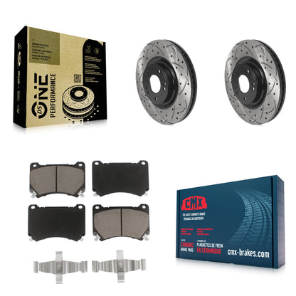 [Avant] Kit de disque (percé rainuré revêtu) et plaquette (céramique) de frein pour Hyundai Genesis KDC-100186