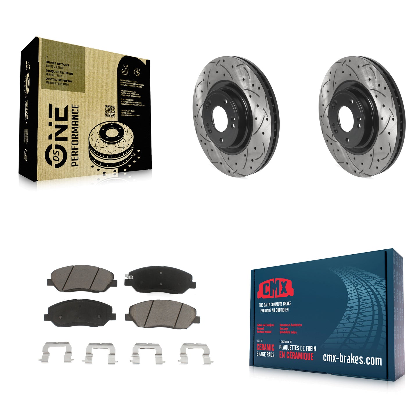 [Avant] Kit de disque (percé rainuré revêtu) et plaquette (céramique) de frein pour 2012 Hyundai Genesis 3.8L KDC-100188