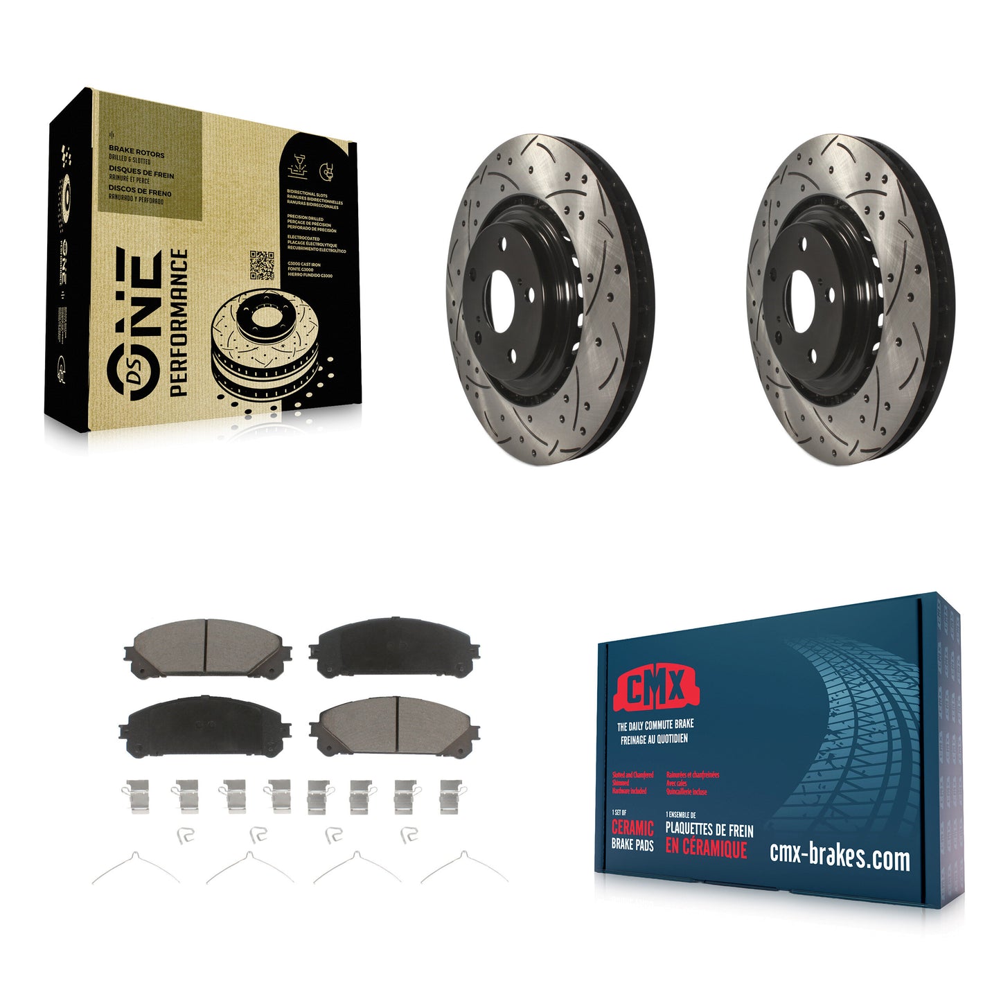 [Avant] Kit de disque (percé rainuré revêtu) et plaquette (céramique) de frein pour Toyota Highlander Sienna Lexus RX350 NX200t NX300 RX450h NX300h KDC-100189