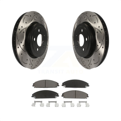 [Avant] Kit de disque (percé rainuré revêtu) et plaquette (céramique) de frein pour Dodge Charger Chrysler 300 Challenger Magnum KDC-100191 par Transit Auto