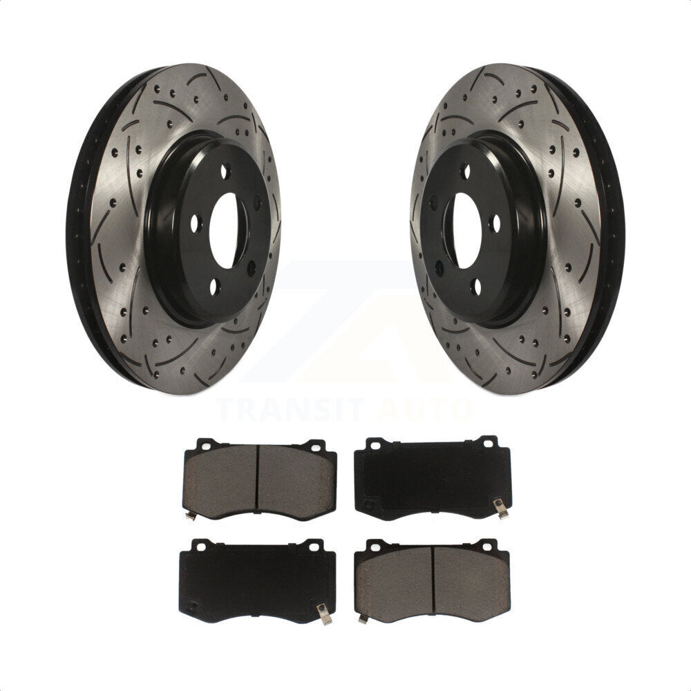 [Avant] Kit de disque (percé rainuré revêtu) et plaquette (céramique) de frein pour 2019 Dodge Charger GT avec Brembo Brakes KDC-100193 par Transit Auto