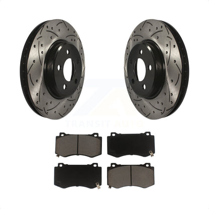 [Avant] Kit de disque (percé rainuré revêtu) et plaquette (céramique) de frein pour 2019 Dodge Charger GT avec Brembo Brakes KDC-100193 par Transit Auto