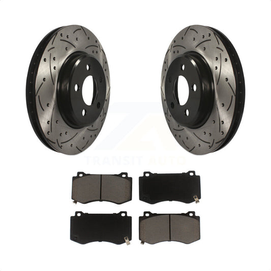 [Avant] Kit de disque (percé rainuré revêtu) et plaquette (céramique) de frein pour 2019 Dodge Charger GT avec Brembo Brakes KDC-100193 par Transit Auto