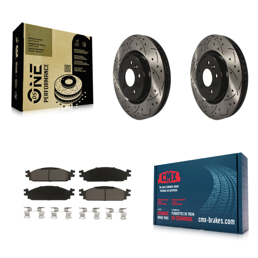 [Avant] Kit de disque (percé rainuré revêtu) et plaquette (céramique) de frein pour 2009-2010 Lincoln MKS KDC-100197