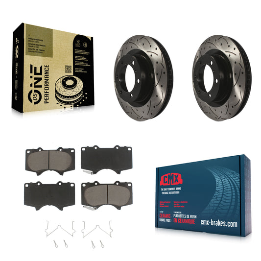 [Avant] Kit de disque (percé rainuré revêtu) et plaquette (céramique) de frein pour 2010-2023 Toyota 4Runner Lexus GX460 KDC-100198