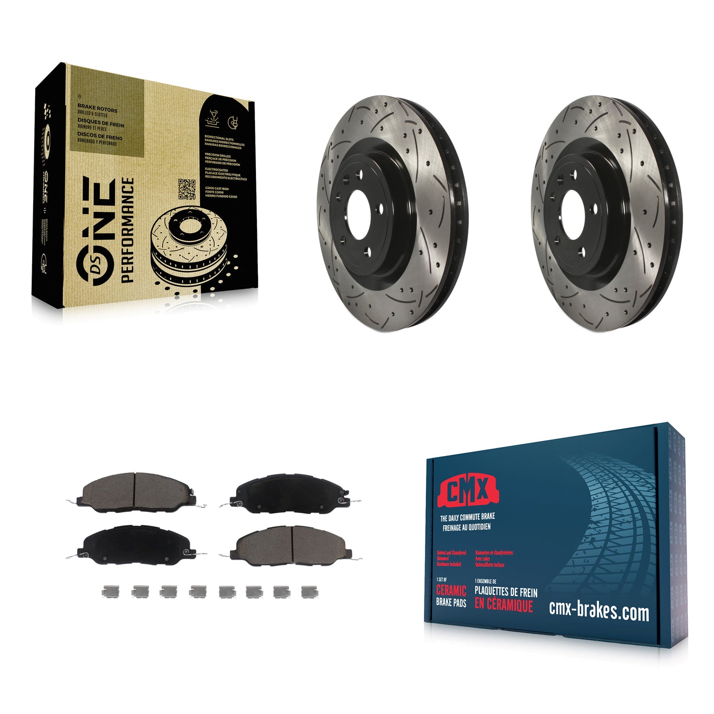 [Avant] Kit de disque (percé rainuré revêtu) et plaquette (céramique) de frein pour Ford Mustang KDC-100205