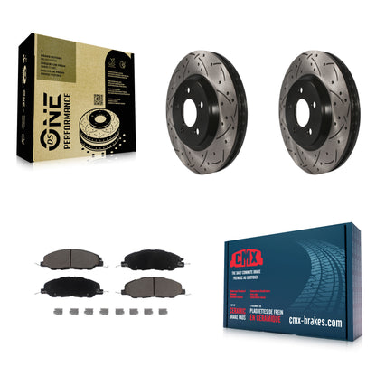 [Avant] Kit de disque (percé rainuré revêtu) et plaquette (céramique) de frein pour Ford Mustang KDC-100206