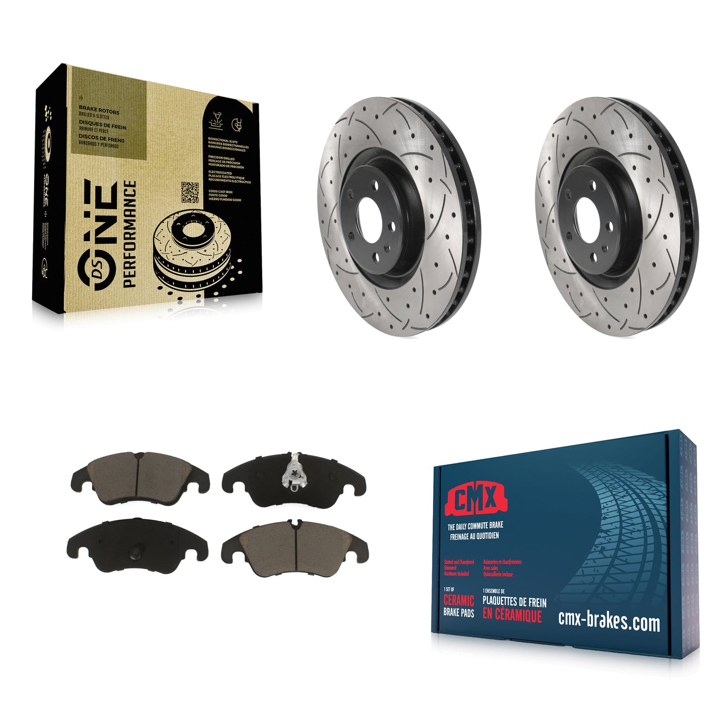 [Avant] Kit de disque (percé rainuré revêtu) et plaquette (céramique) de frein pour 2014 Audi A6 avec 356mm Diameter Rotor KDC-100210