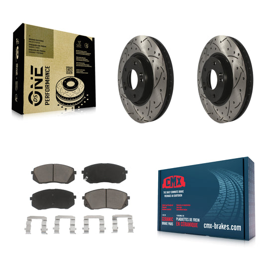 [Avant] Kit de disque (percé rainuré revêtu) et plaquette (céramique) de frein pour Hyundai Tucson Kia Sportage Soul EV KDC-100211