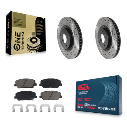 [Avant] Kit de disque (percé rainuré revêtu) et plaquette (céramique) de frein pour 2011-2015 Kia Optima 2.0L KDC-100214