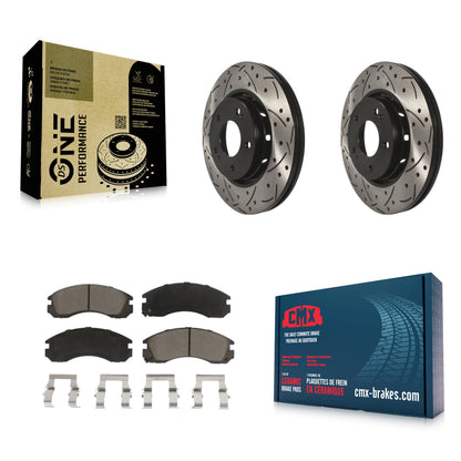 [Avant] Kit de disque (percé rainuré revêtu) et plaquette (céramique) de frein pour Mitsubishi Lancer KDC-100217
