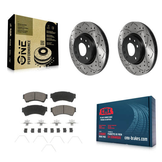 [Avant] Kit de disque (percé rainuré revêtu) et plaquette (céramique) de frein pour Ford Fusion Mazda 6 Lincoln MKZ Mercury Milan Zephyr KDC-100219
