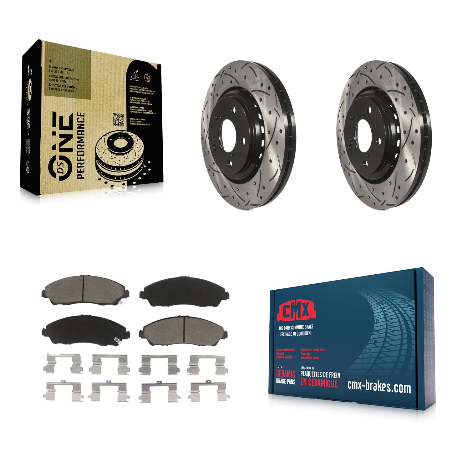 [Avant] Kit de disque (percé rainuré revêtu) et plaquette (céramique) de frein pour Honda Pilot Acura MDX Ridgeline KDC-100220