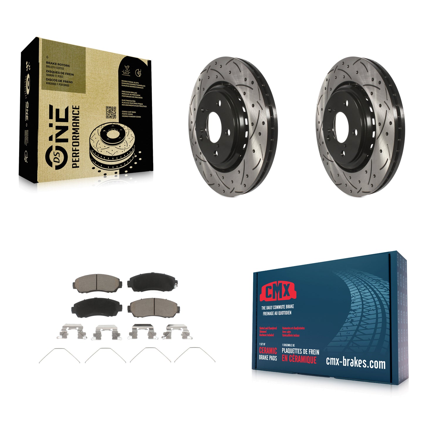 [Avant] Kit de disque (percé rainuré revêtu) et plaquette (céramique) de frein pour Honda Odyssey Passport KDC-100222