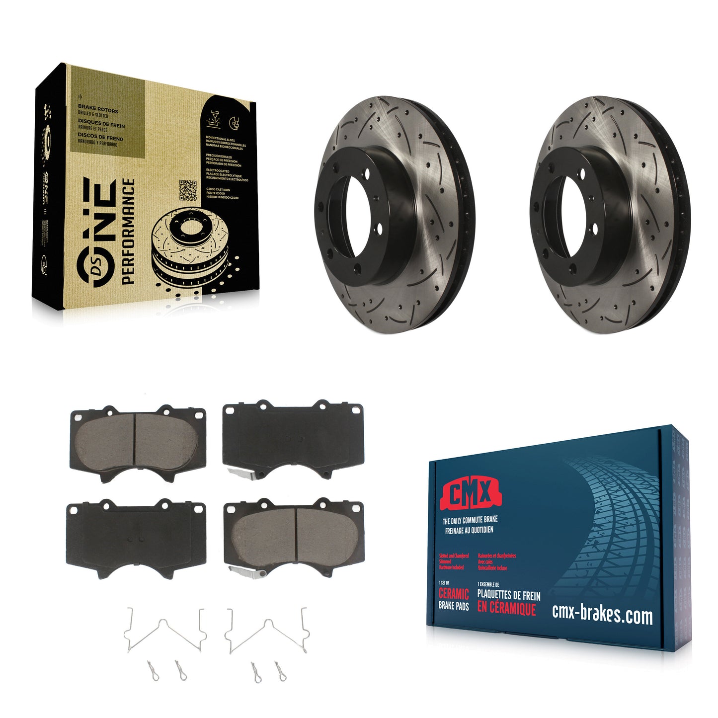 [Avant] Kit de disque (percé rainuré revêtu) et plaquette (céramique) de frein pour Toyota Tacoma 4Runner FJ Cruiser KDC-100226