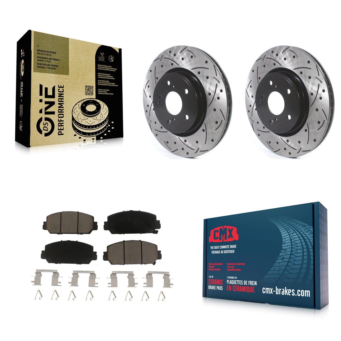 [Avant] Kit de disque (percé rainuré revêtu) et plaquette (céramique) de frein pour Honda CR-V KDC-100229
